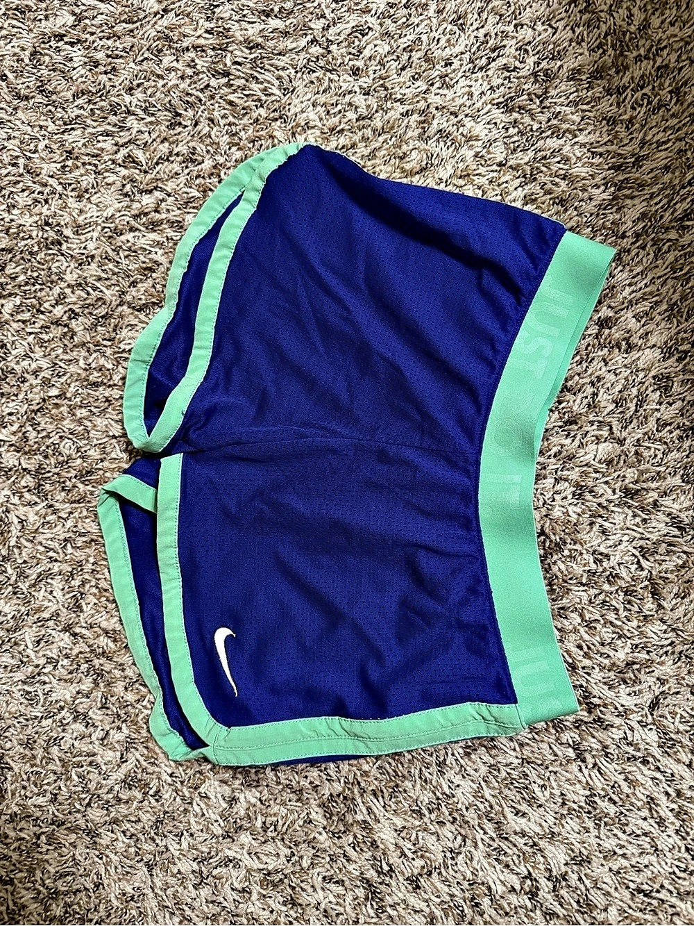 Nike Dri-FIT Tempo Running Shorts in Blue & Green Small